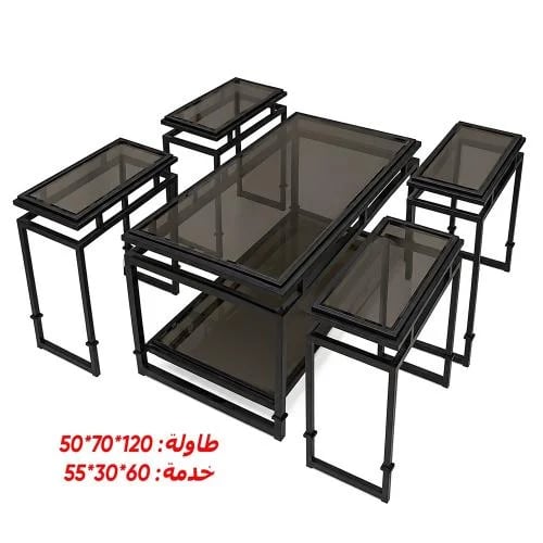 طقم طاولة ضيافة اسود ملكي 4+1