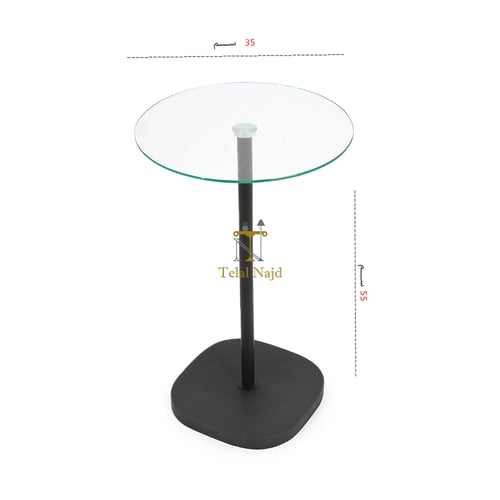 طاولة خدمة القاعدة رخام صناعي لون أسود والسطح زجاج...