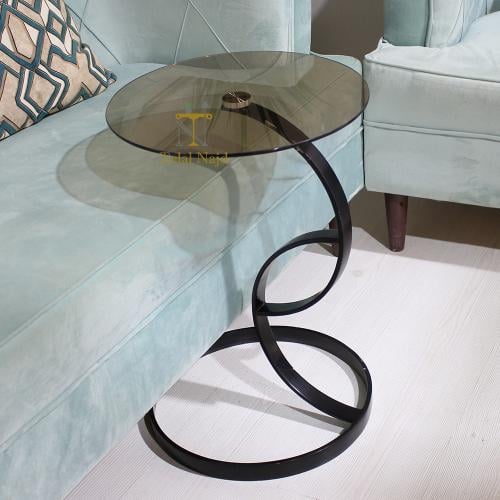 طاولة خدمة لون أسود سطح زجاج