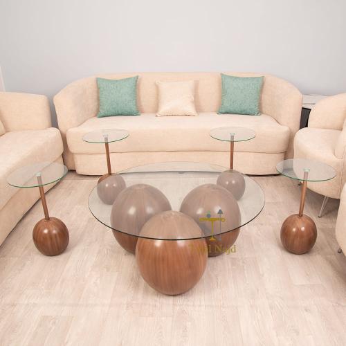 طاولة ضيافة دائرية قاعدة رخام صناعي بشكل كوره بون...