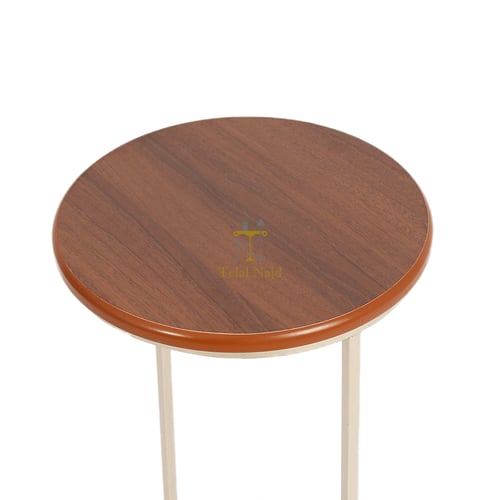 طاولة خدمة شكل دائري قاعدة حديد لون مكس السطح خشب...