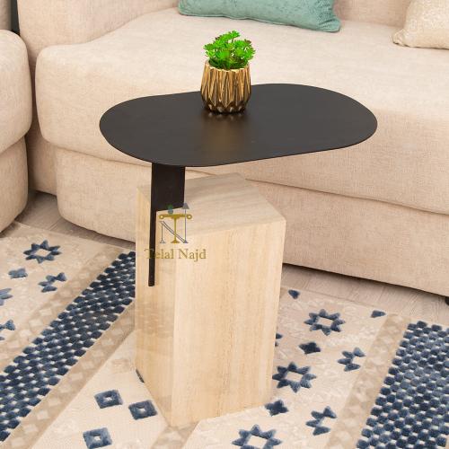 طاولة خدمة بديل رخام سطح حديد بيضاوي