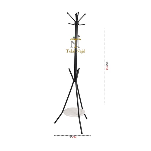 علاق ملابس قواعد حديد لون اسود مع رف للبخور