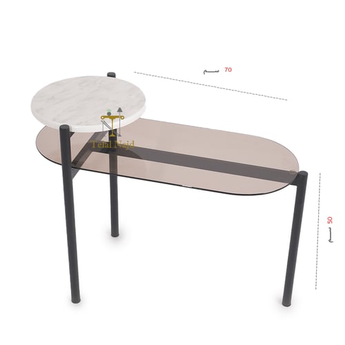 طاولة خدمة دورين قواعد حديد لون أسود شكل بيضاوي زج...