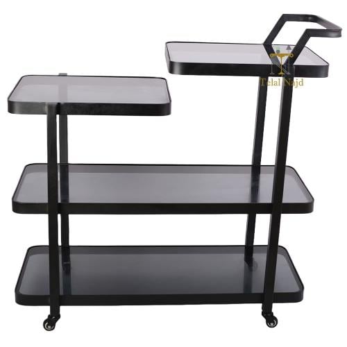 عربة تقديم رباعية المستويات بتصميم عصري وسطح زجاج...