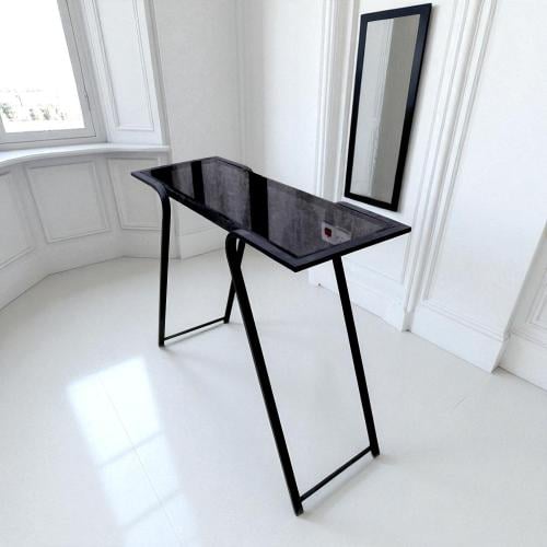 طاولة كونسول لون اسود سطح زجاج