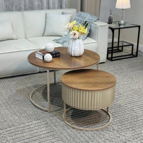 طاولة قهوة لون شمباني 2قطعه