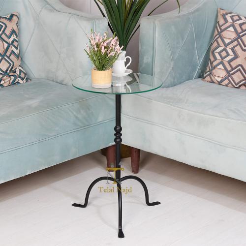 طاولة خدمة دائرية معدن لون اسود