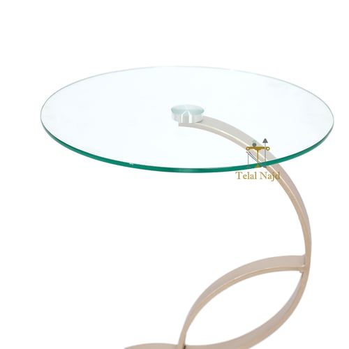 طاولة خدمة قاعدة حديد لون مكس وسطح زجاج