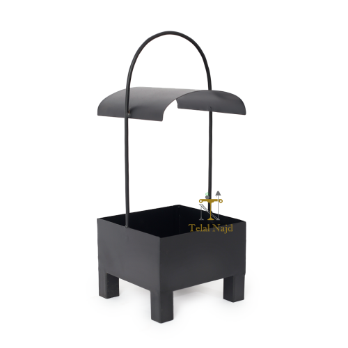 حامل فحم حديد لون أسود مع مسكة يد