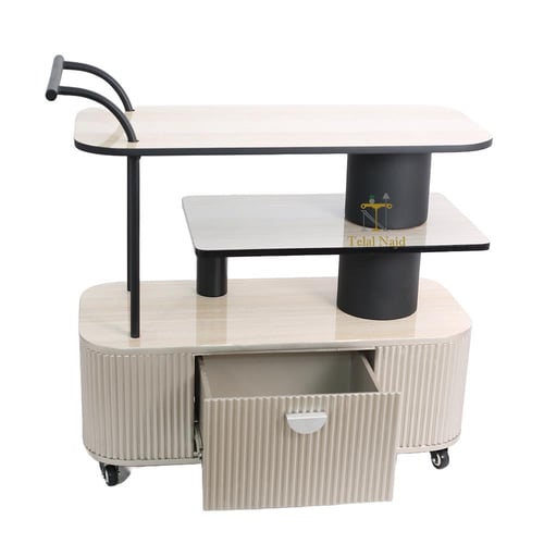 عربية ضيافة ديكور خشب مع معدن بتصميم عصري