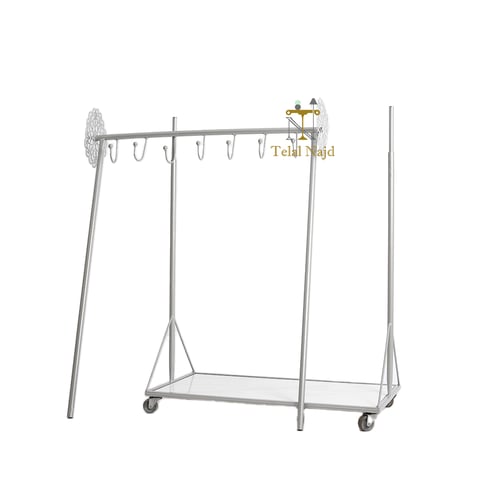 علاق ملابس القاعدة حديد لون فضي وسطح سيراميك لون أ...