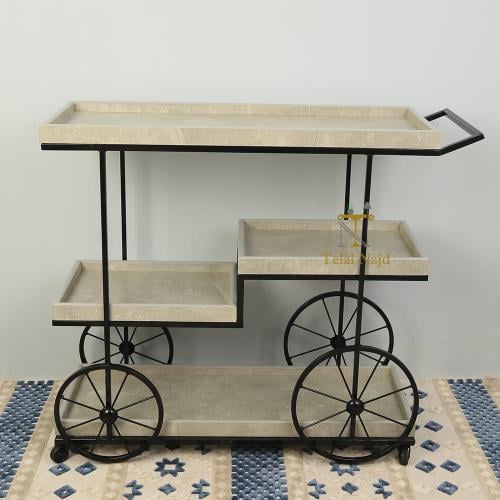 عربية تقديم 4 دور خشب رمادي قاعدة لون اسود