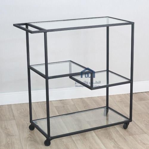 عربية تقديم زجاج شفاف قاعدة لون اسود