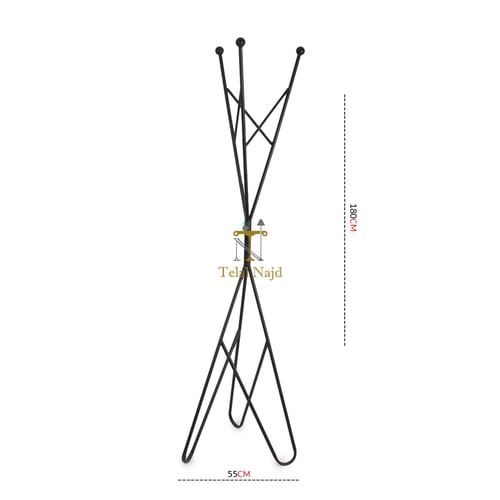 علاق ملابس قواعد حديد لون اسود مع رف للبخور