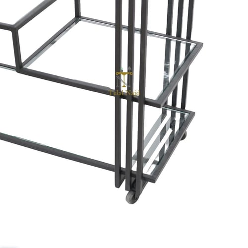 عربية تقديم 4 دور زجاج شفاف قاعدة لون اسود مطفي