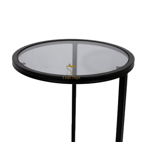 طاولة خدمة قاعدة حديد لون أسود وسطح زجاج لون أسود...