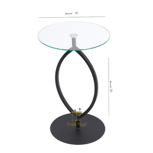 طاولة خدمة دائري معدن وزجاج
