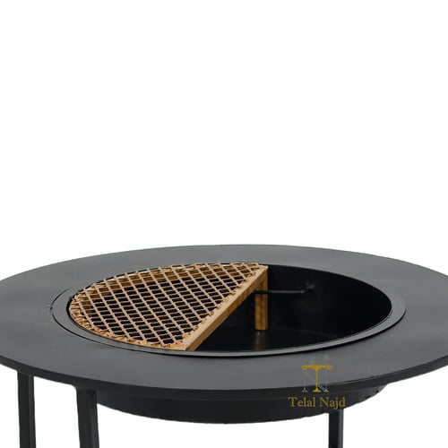 منقل حطب شكل دائري حديد لون اسود قطر 60 سم ارتفاع...