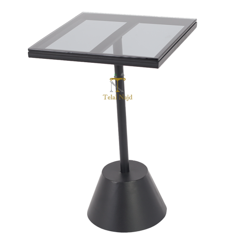طاولة خدمة مربعه لون اسود سطح زجاج اسود شفاف