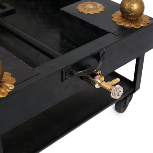 منقل غاز ارضي مع كفر لون اسود وذهبي