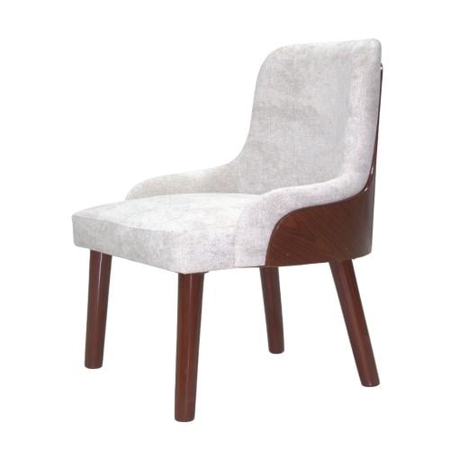 كرسي تباين بيج وخشب بمقعد وظهر قشرة جوز مبطّن