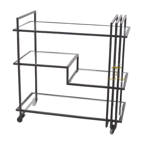 عربية تقديم 4 دور زجاج شفاف قاعدة لون اسود مطفي