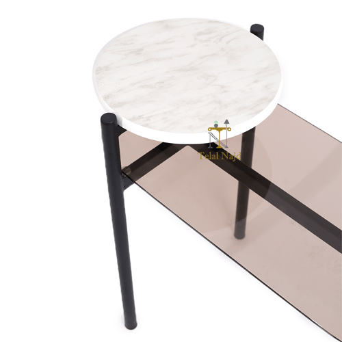 طاولة خدمة دورين قواعد حديد لون أسود شكل بيضاوي زج...