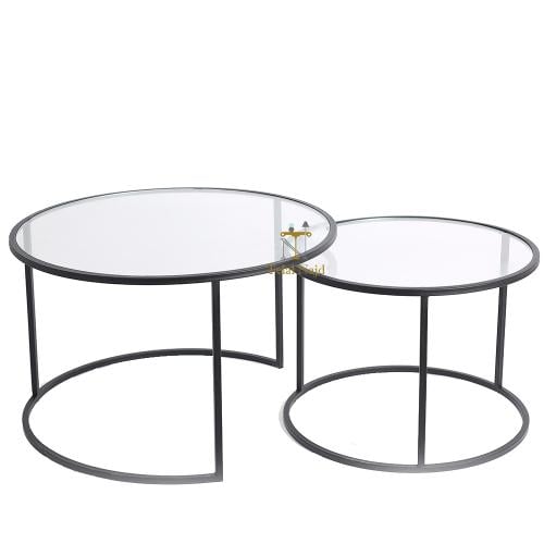 طقم طاولتين لونا سود زجاج شفاف