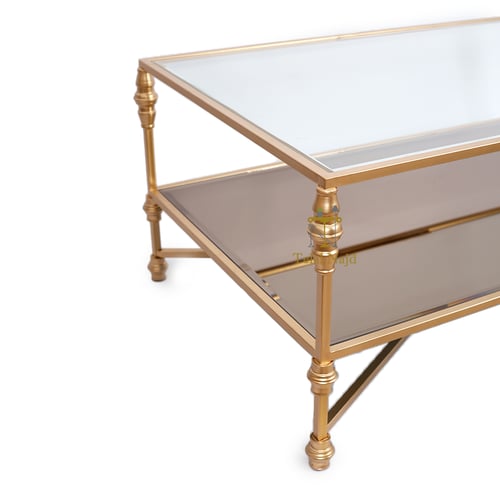 طاولة تقديم دورين زجاج شفاف وبني