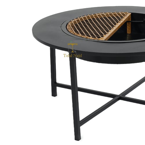 منقل حطب شكل دائري حديد لون اسود قطر 60 سم ارتفاع...