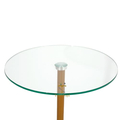 طاولة خدمة أرجل حديد لون ذهبي وسطح زجاج لون شفاف