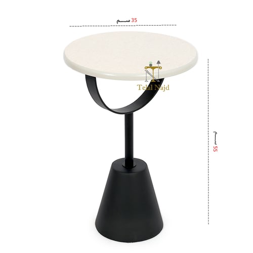 طاولة خدمه القاعدة رخام صناعي لون أسود والسطح خشب...