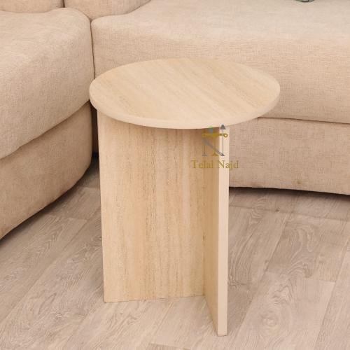 طاولة خدمة دائرية بديل رخام لون بيج