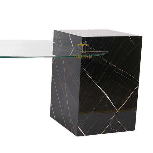 طاولة تقديم بديل رخام لون اسود مع ابيض السطح زجاج...