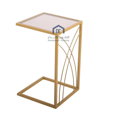 طقم طاولة تقديم مع 4 طاولات خدمة لون >هبي مع ديكور...