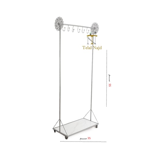 علاق ملابس القاعدة حديد لون فضي وسطح سيراميك لون أ...