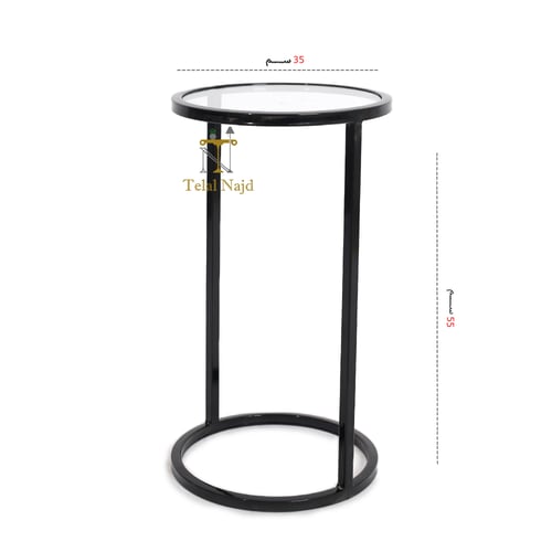 طاولة خدمة لون أسود سطح زجاج
