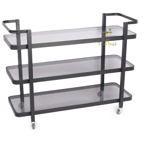 عربية تقديم ثلاثة دور حديد قواعد حديد لون اسود مع...