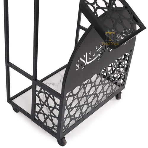 استاند سجادة صلاه ومصحف قص ليزر معدن كامل لون اسود