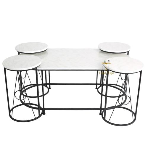 طقم طاولات بيضاوي 5 قطع