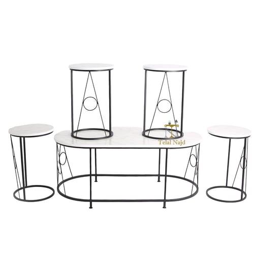 طقم طاولات بيضاوي 5 قطع