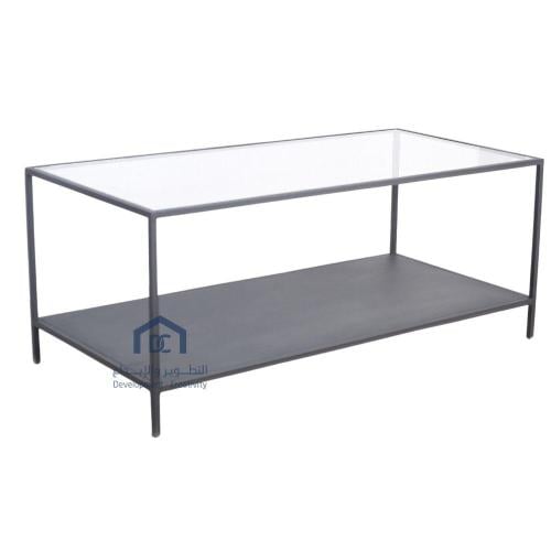 طاولة قهوة دورين لون اسود سطح زجاج ومعدن