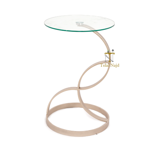 طاولة خدمة قاعدة حديد لون مكس وسطح زجاج