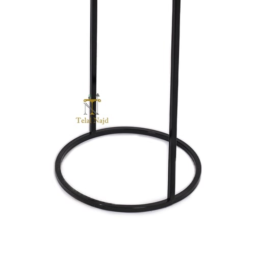 طاولة خدمة لون أسود شكل دائري قاعدة حديد وسطح خشب...