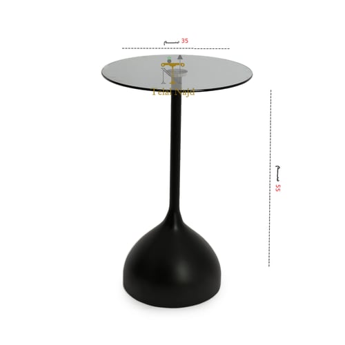 طاولة خدمة قاعدة رخام صناعي وسطح زجاج لون اسود