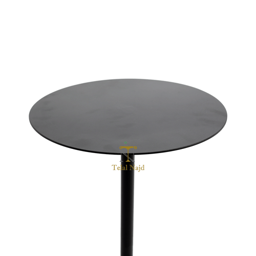 طاولة خدمة قاعدة دائرية حديد لون أسود وسطح حديد أس...