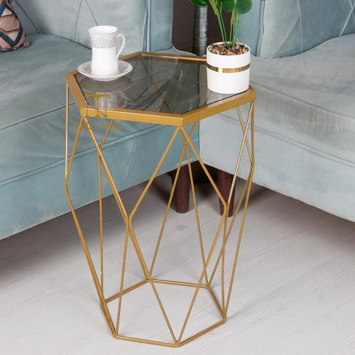 طاولة خدمة سداسي سطح زجاج