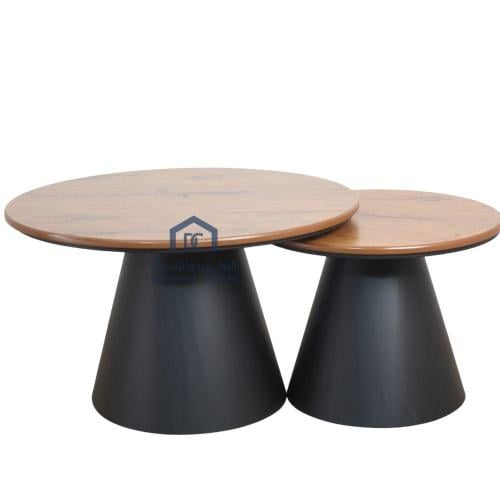 طاولتين قهوة فخمة سطح خشب بني