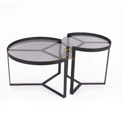 طقم طاولتين زجاج اسود كلاسيكي